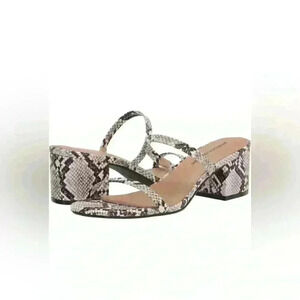 Amazon Basics, Two Strap Block Heels in Snakeskin Print, Never Worn